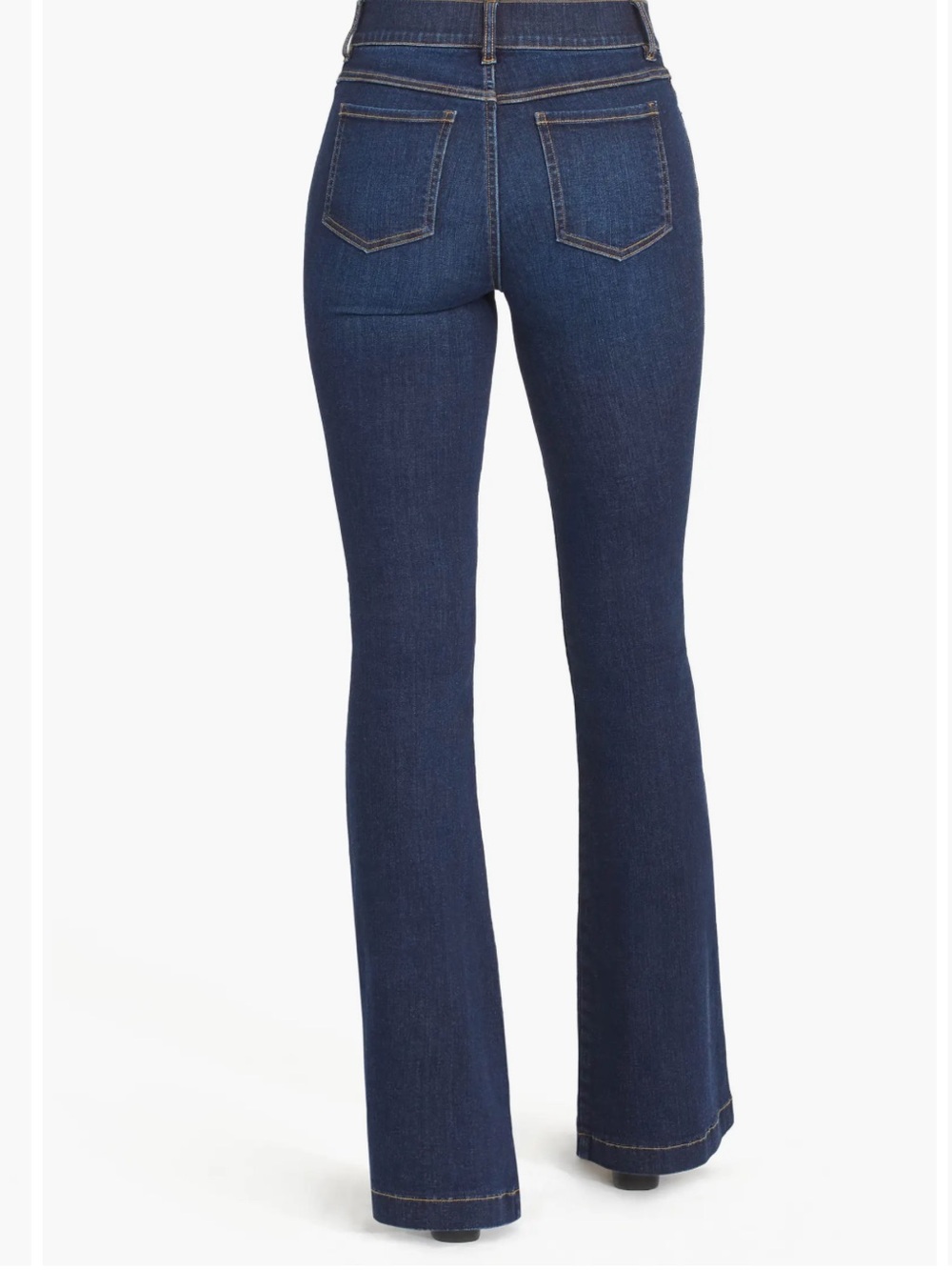 NWT Spanx Flare Jeans XL Dark Wash Pull-On Shaping Stretch Denim Midnight Shade - Picture 2 of 12